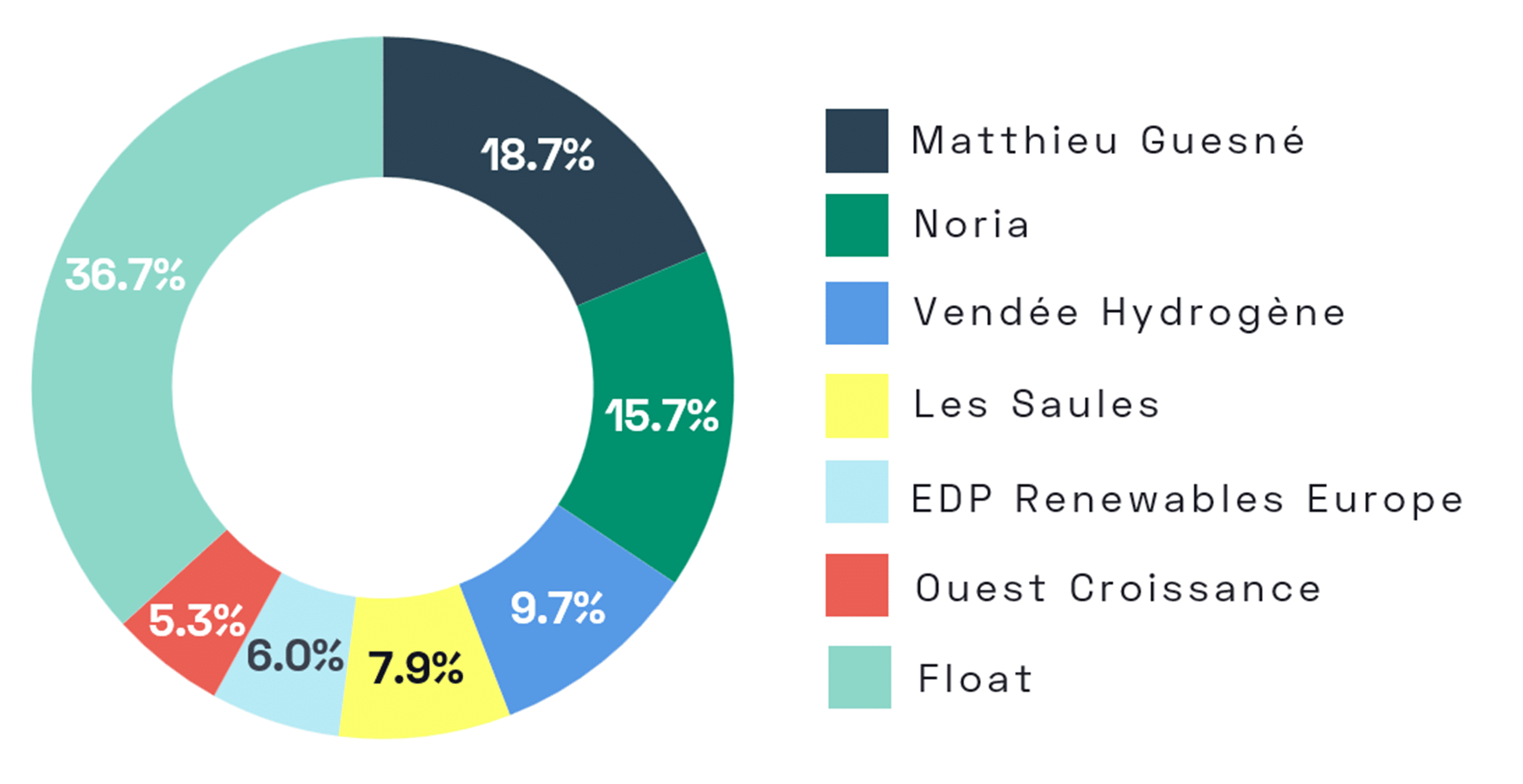 Breakdown of capital at of 31 December 2024